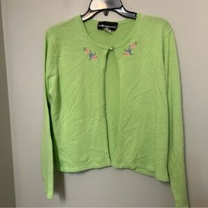 Say Harbor Vintage Cardigan sweater green embroidered Women’s Size 12 M Cottage